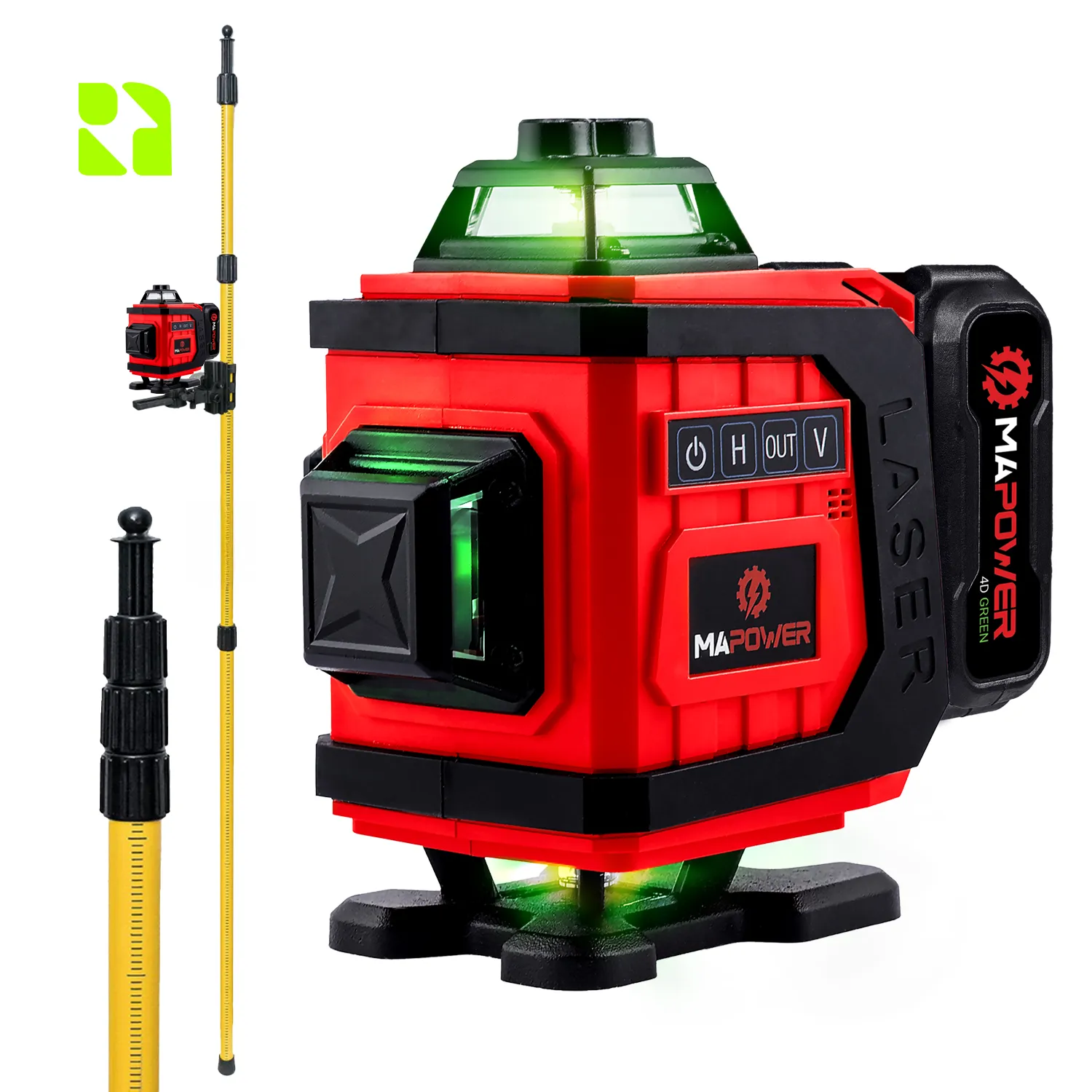 Laser krzyżowy 4D MPLL03 + tyczka rozporowa do lasera 285 cm DKTYC07 - Zestaw