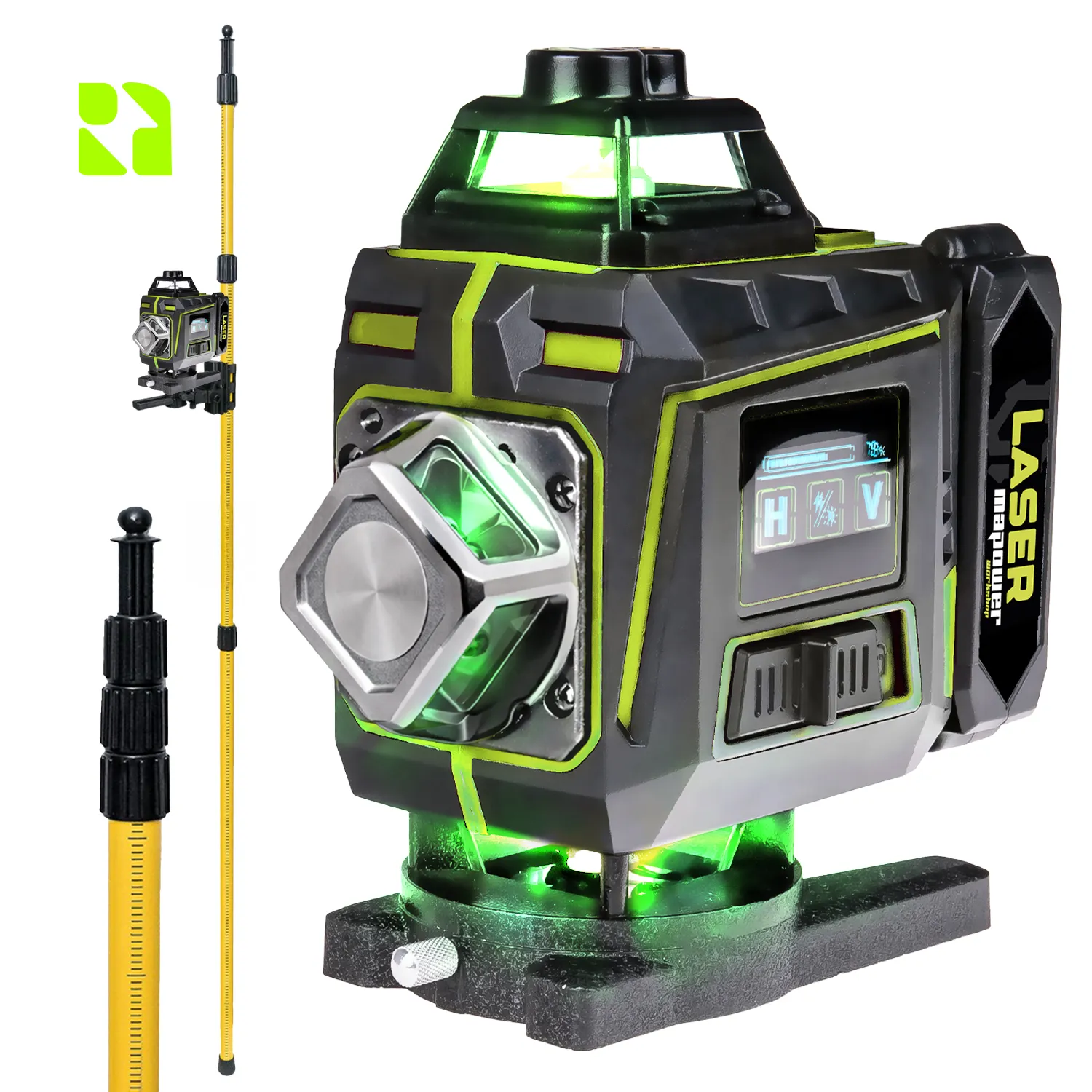 Laser krzyżowy 4D MPLL02 + tyczka rozporowa do lasera 285 cm DKTYC07 - Zestaw